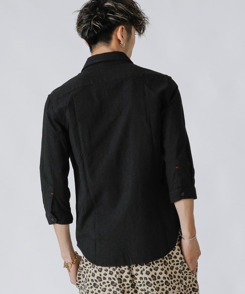 「A.S.M」 7分袖シャツ 48 サックスブルー メンズ_画像9