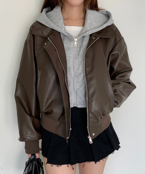 DIAVEL ブルゾン アウター 「25秋冬新作」フェイクレイヤード フード