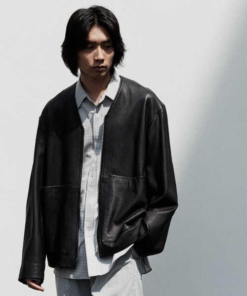 メンズ リドム LIDnM ラムレザー シングル ライダースジャケット