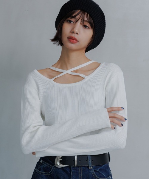 きよページ PAGEBOY（ページボーイ） ニット セーター クロスデザインニットプル