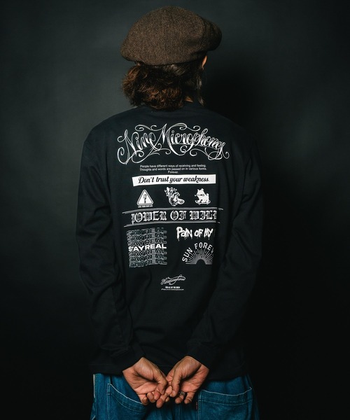 NineMicrophones（ナインマイクロフォンズ） tシャツ Words L/S TEE