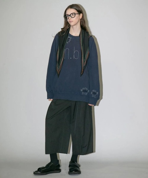 【19AW my beautiful landlet ニット切替スウェット黒】 19AW my beautiful landlet ニット切替スウェット黒】 19AW my