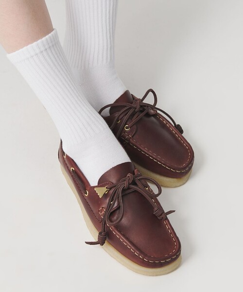 デッキシューズ モカシン 「Clarks Originals」Godney Boat シューズ/ダークブラウン レディースの画像