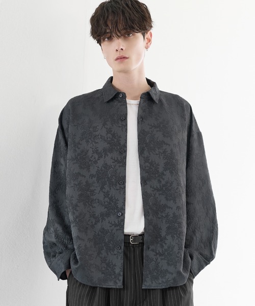 シャツ 総柄ジャガードリラクシングシャツ メンズ レディース