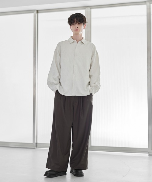 シャツ 総柄ジャガードリラクシングシャツ メンズ レディース