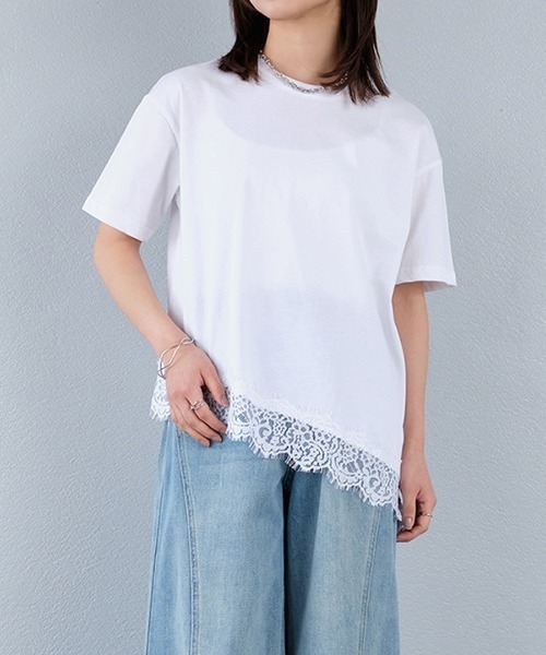 【Courreges】 アシンメトリー半袖Tシャツ Courreges ツイストアシンメトリーコットンTシャツ (すべての新品