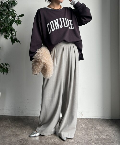 「DouDou」 長袖カットソー FREE チャコールグレー レディース_画像2