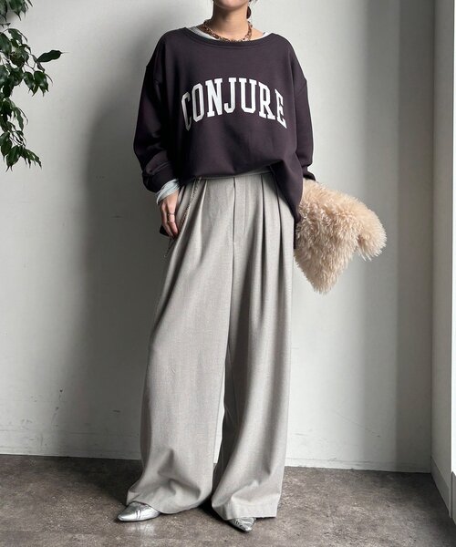 「DouDou」 長袖カットソー FREE チャコールグレー レディース_画像4