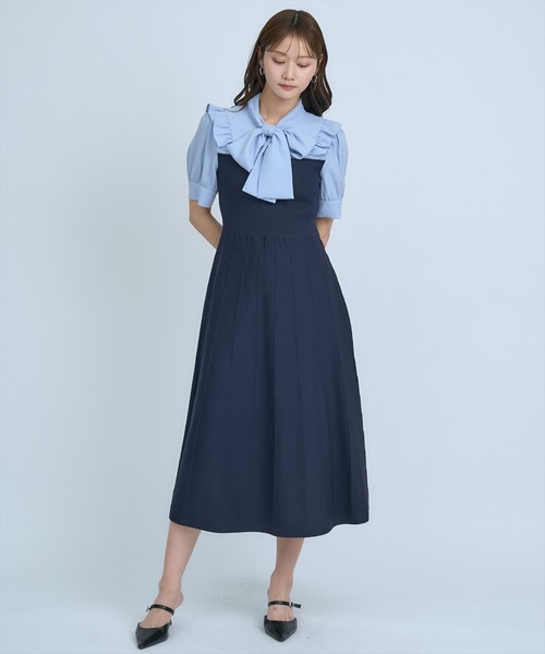 AND COUTURE（アンドクチュール） ワンピース 半袖 ニットビスチェ風