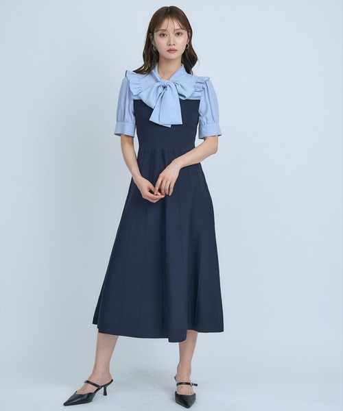 AND COUTURE（アンドクチュール） ワンピース 半袖 ニットビスチェ風
