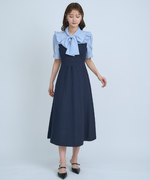 AND COUTURE（アンドクチュール） ワンピース 半袖 ニットビスチェ風