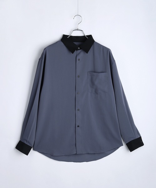 シャツ 配色クレリックシャツ バイカラー レギュラーカラー 長袖 とろみシャツ メンズ レディース | WESTSEA | 07
