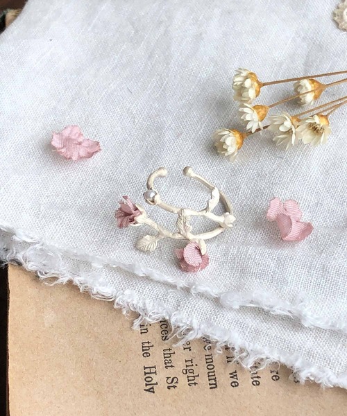 エムスール　m.soeur ミニバッグ　イヤーカフ　セット m.soeur イヤーカフ 花とつぼみのイヤーカフ＊シルバー
