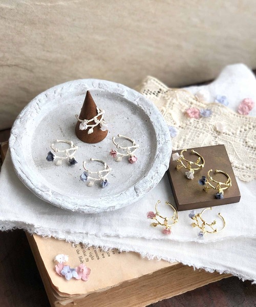 m.soeur イヤーカフ 花とつぼみのイヤーカフ＊シルバー