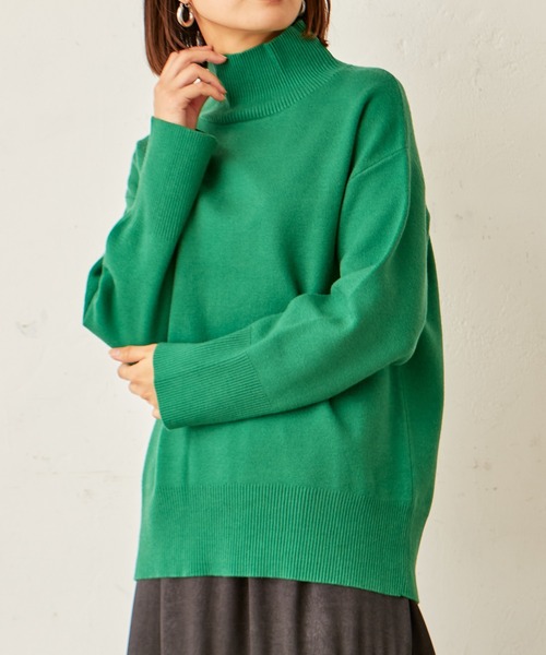 グリーン ニット ダブルジャガード編みハイネックトップス ZOZOTOWN PayPayモール店 - 通販 - PayPayモール ャガード