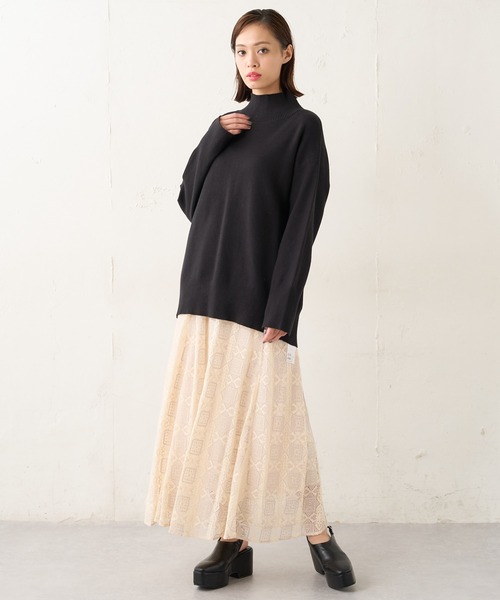 グリーン ニット ダブルジャガード編みハイネックトップス ZOZOTOWN PayPayモール店 - 通販 - PayPayモール ャガード