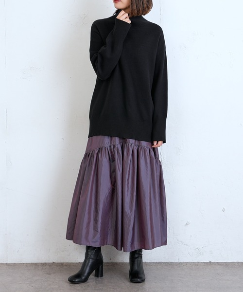 グリーン ニット ダブルジャガード編みハイネックトップス ZOZOTOWN PayPayモール店 - 通販 - PayPayモール ャガード