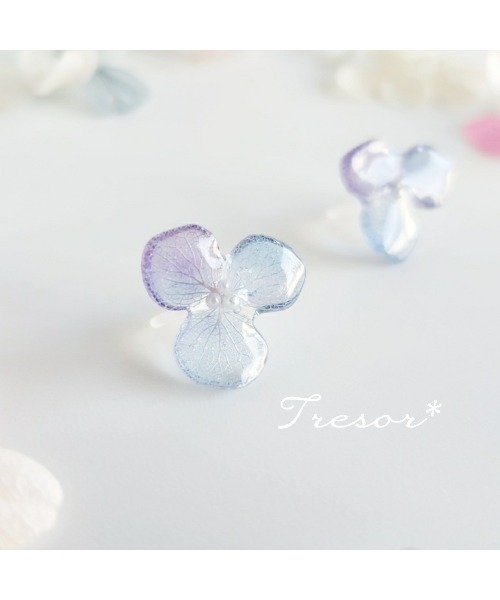 イヤリング 「Tresor」グラデーション紫陽花 樹脂イヤリング(MA 