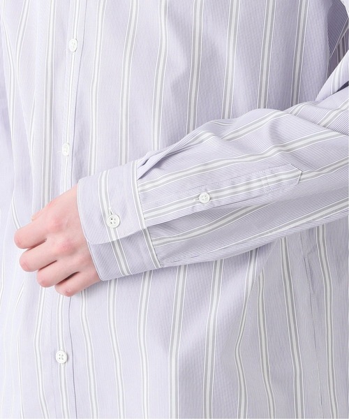 【完売】25SS EDIFICE　バンドカラーシャツ　半袖　ストライプ　L 完売】25SS EDIFICE バンドカラーシャツ 半袖 ストライプ L