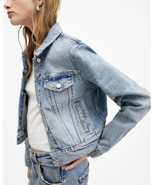 オールセインツ　デニムジャケット　UK6　S　ALLSAINTS　レディース ALLSAINTS デニムジャケット gジャン JUNO DENIM TRUCKER JACKET