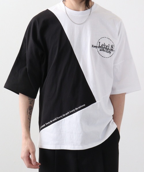 RE730 スマホショルダー tシャツ Color-coordinated dolman T-shirt