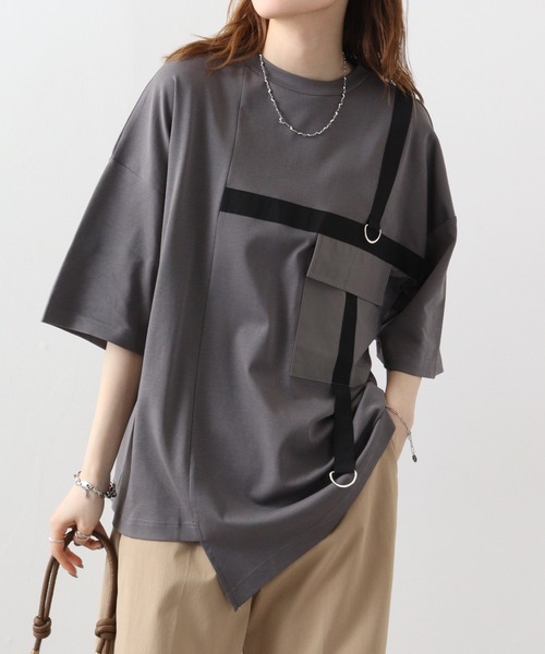 tシャツ A.N.L ビッグポケットテープ配色ＰＯ レディース