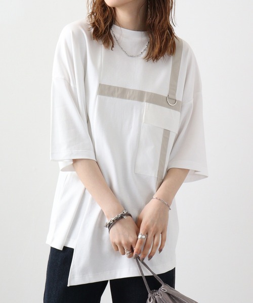 tシャツ A.N.L ビッグポケットテープ配色ＰＯ レディース tシャツ A.N.L ビッグポケットテープ配色PO レディース