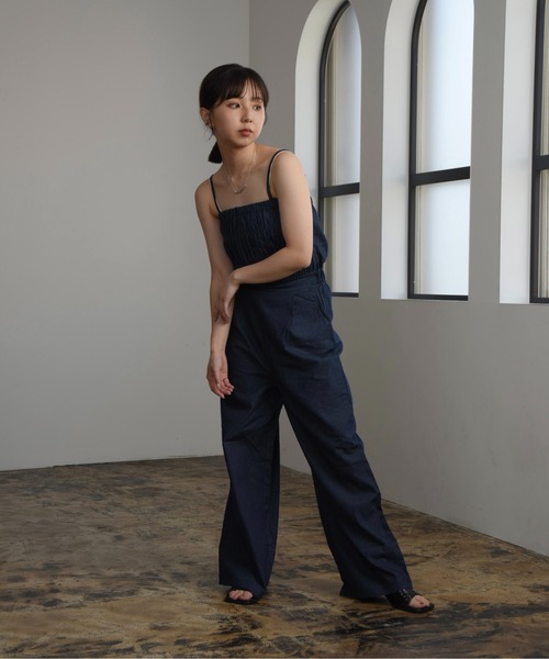 Amiur（エミレ） サロペット オーバーオール shirring denim all in 