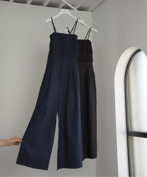 Amiur（エミレ） サロペット オーバーオール shirring denim all in 