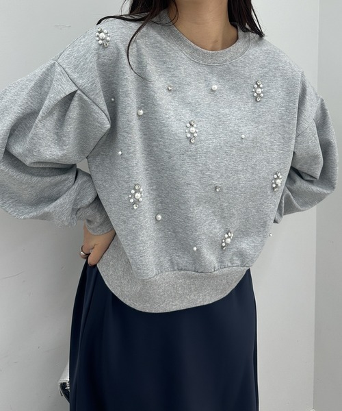 RANAN（ラナン） トレーナー スウェット ポンチ素材ビジュースウェット