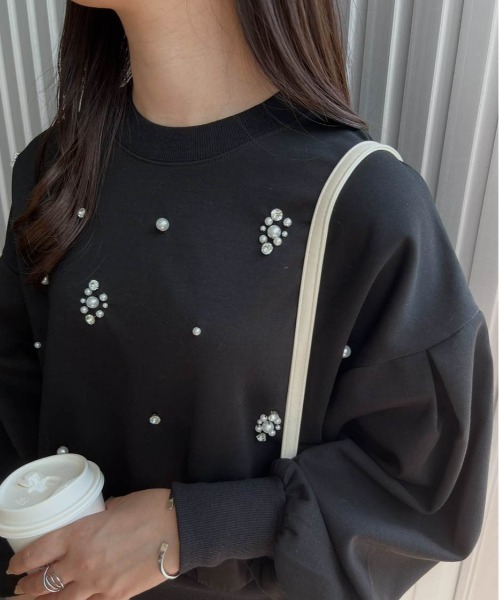 RANAN（ラナン） トレーナー スウェット ポンチ素材ビジュースウェット