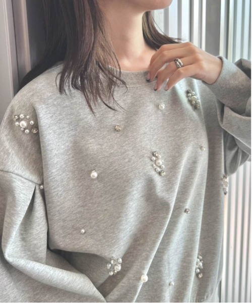 RANAN（ラナン） トレーナー スウェット ポンチ素材ビジュースウェット