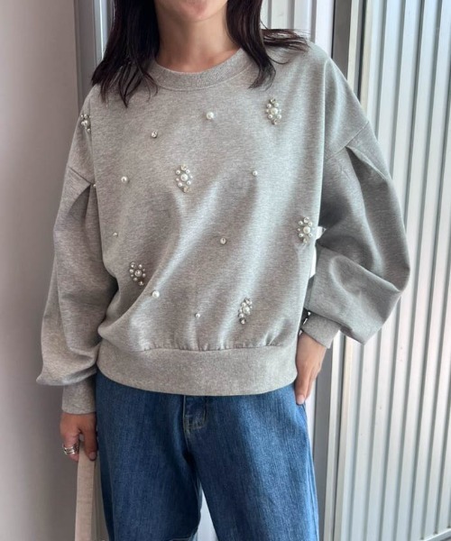 RANAN（ラナン） トレーナー スウェット ポンチ素材ビジュースウェット