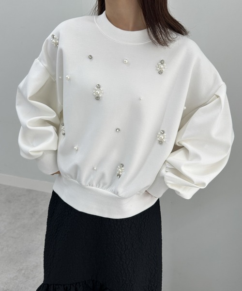 RANAN（ラナン） トレーナー スウェット ポンチ素材ビジュースウェット