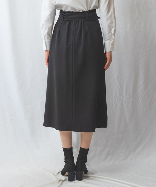 極美品♡ナラカミーチェ 黒系 暖かツィード風 ウール ストレッチパンツスーツ L NARACAMICIE（ナラカミーチェ） スカート 「NARACAMICIE」フェイク