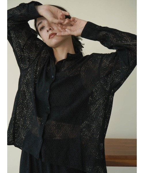 ブラウス シャツ BAND COLLAR SHIRT レディース FIKA. ブラウス シャツ Lace band collar shirt レディース