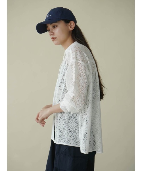 ブラウス シャツ BAND COLLAR SHIRT レディース FIKA. ブラウス シャツ Lace band collar shirt レディース