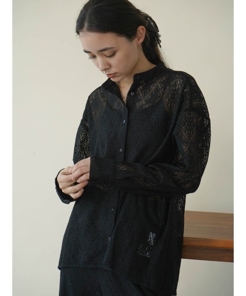 ブラウス シャツ BAND COLLAR SHIRT レディース FIKA. ブラウス シャツ Lace band collar shirt レディース