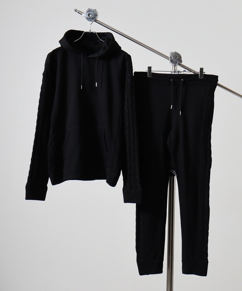 パーカー MMMM ニット×スウェットコンビセットアップ メンズ レディースの画像