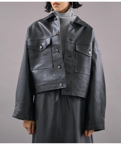 MOINSDIX レザーライクジャケット レザーライクビッグジャケット