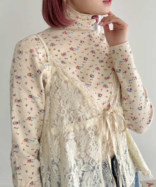 PICTURE 花柄 ハイネック ウェア(女性用) SOLLON. tシャツ 小花柄ハイネックトップス レディース