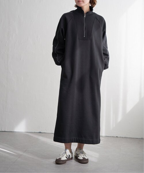 with CHANMOMO 黒 ハーフジップ ワンピース GeeRA（ジーラ） ワンピース 「新色追加/M-3Lサイズ」ハーフジップ裏