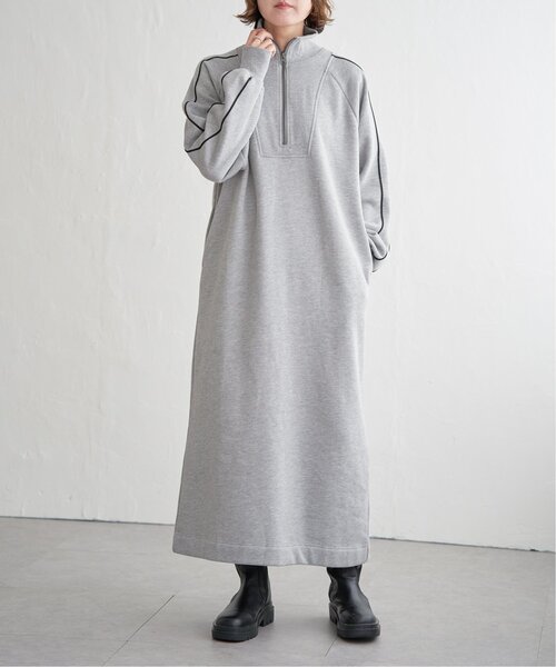 with CHANMOMO 黒 ハーフジップ ワンピース セール】【新色追加】楽ちんすっきり見せ前後2WAYハーフジップ