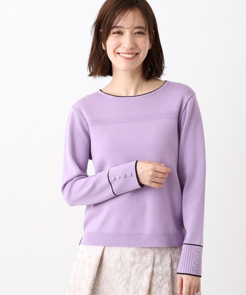 ニット セーター 「SALE／手洗い可」カフス風デザインニット レディース