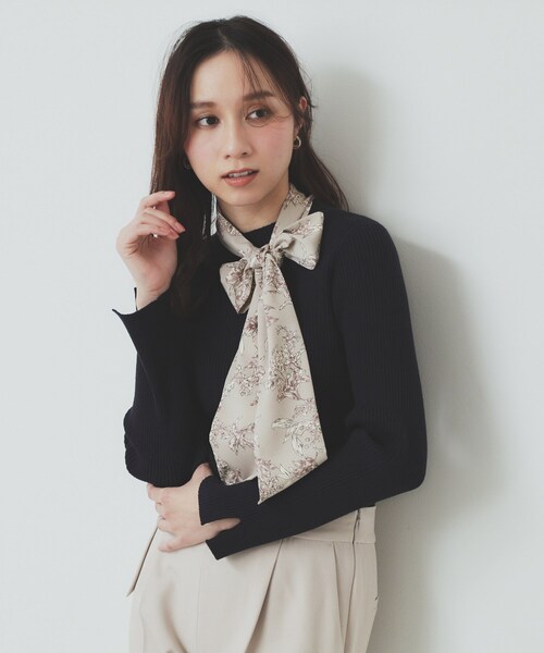新品タグ付きスカーフ付き7分袖ニット Pierrot ニット セーター スカーフ付きニット レディース