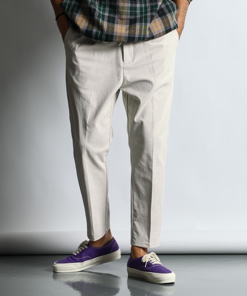 麻混 テーパード イージースラックス　① The DUFFER of ST.GEORGE スラックス LINEN BLEND TAPERED EASY
