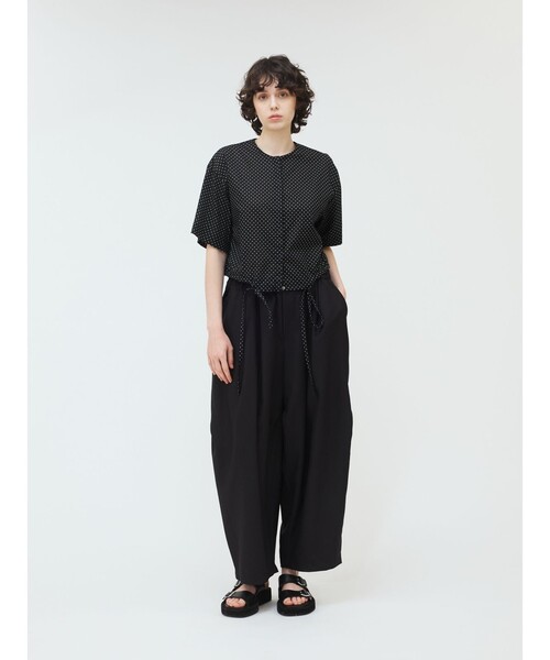 ブラウス シャツ mizuiro ind ドットドローストリングシャツ レディース mizuiroind ブラウス シャツ mizuiro ind ドットドロー