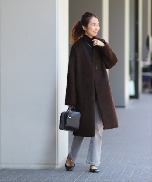 FRAMeWORK」 ノーカラーコート 38 ブラウン レディース