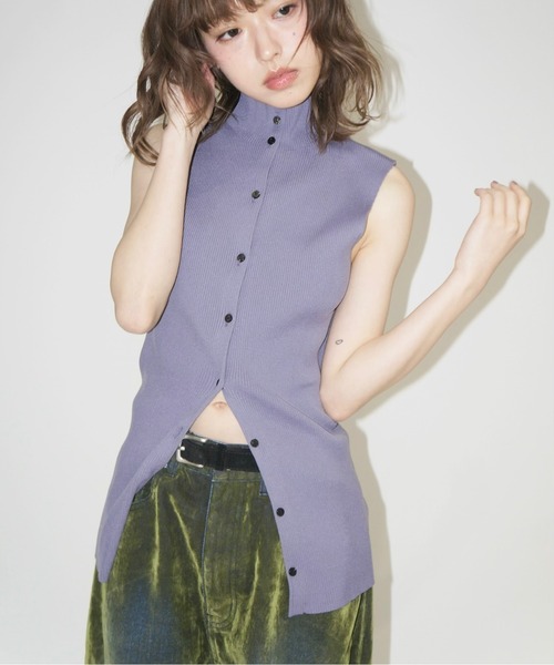 カーディガン sleeve-less summer knit cardigan / サマーニットカーディガン レディース