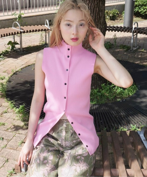 musubore カーディガン sleeve-less summer knit cardigan